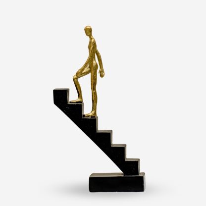 Deco Figurine Climbing Stairs Medium, Black & Gold