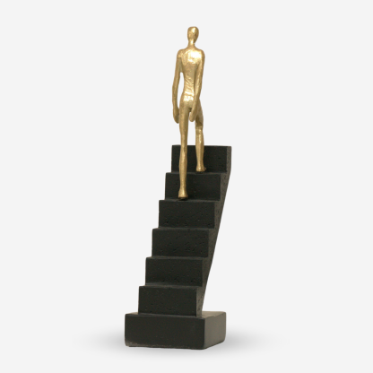 Deco Figurine Climbing Stairs Medium, Black & Gold