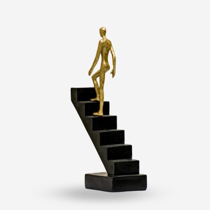 Deco Figurine Climbing Stairs Medium, Black & Gold