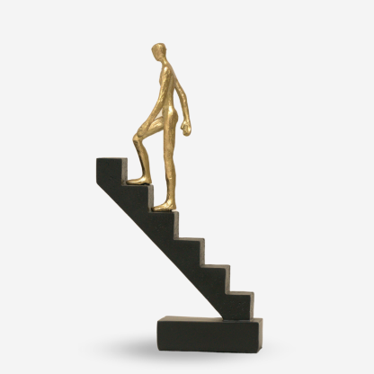 Deco Figurine Climbing Stairs Medium, Black & Gold