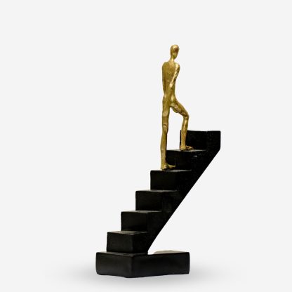 Deco Figurine Climbing Stairs Medium, Black & Gold