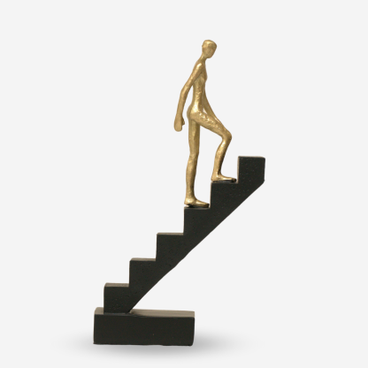 Deco Figurine Climbing Stairs Medium, Black & Gold