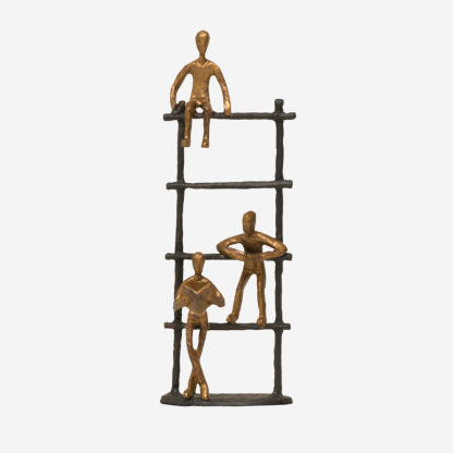 Deco Figurine Climbing Ladders Small, Black & Gold, Iron