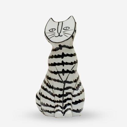 Striped Cat Deco Large, White & Black