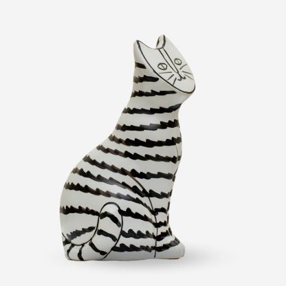 Striped Cat Deco Large, White & Black