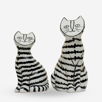 Striped Cat Deco Large, White & Black