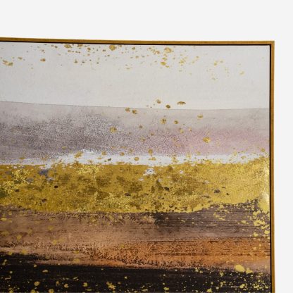 Abstract Gold Foil Wall ART Square, Hand Painted, Gold