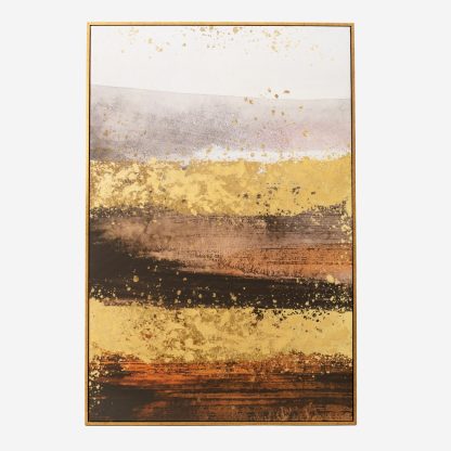 Abstract Gold Foil Wall ART, Hand Painted Rectangular, Gold