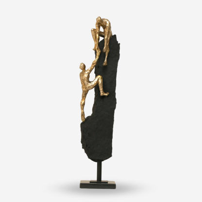 Deco Figurine Climbing Rock Large, Gold & Black