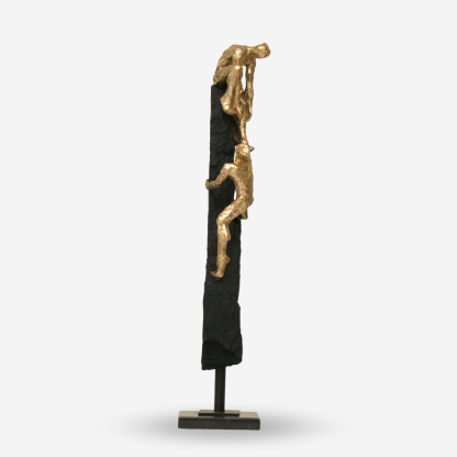 Deco Figurine Climbing Rock Large, Gold & Black