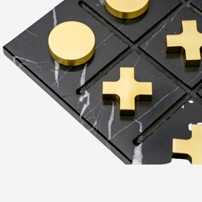 Decorative Tic Tac Toe Game, Marble & Gold