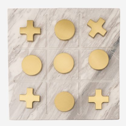 Marble Tic Tac Toe Game, White