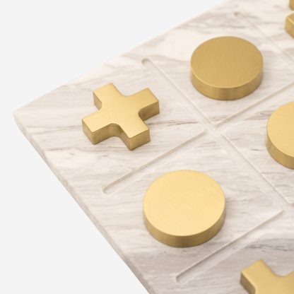 Marble Tic Tac Toe Game, White