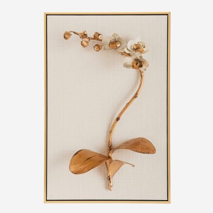 Gold Curved Flower Wall Art, Gold