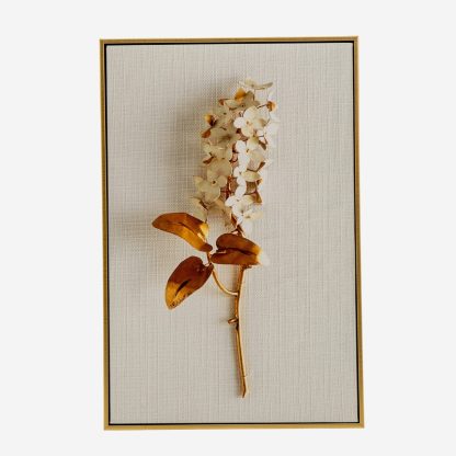 Gold Long Flower Wall Art, Gold