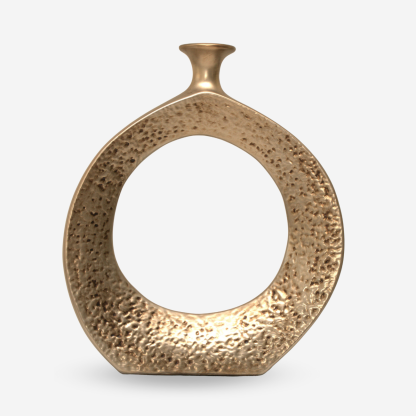 Anita Hollowed Circle Vase, Rustic Gold