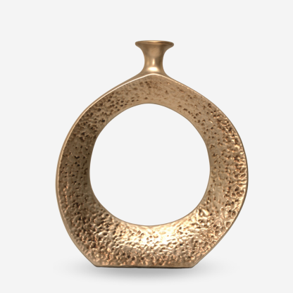 Anita Hollowed Circle Vase, Rustic Gold