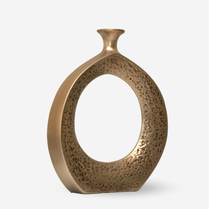 Anita Hollowed Circle Vase, Rustic Gold