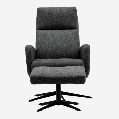 Easy  Recliner Chair with pouf seat, Graphite Black