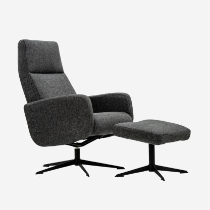 Easy  Recliner Chair with pouf seat, Graphite Black