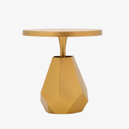 Piston Side Round Side Table, Gold