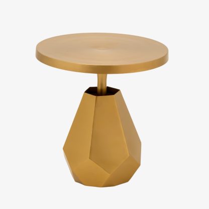 Piston Side Round Side Table, Gold