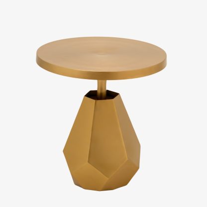 Piston Side Round Side Table, Gold