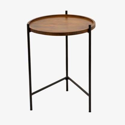 Iron Wood Side Table Set of Two, Brown