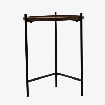 Iron Wood Side Table Set of Two, Brown