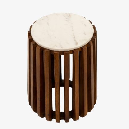 Verla Marble Side Table, White Marble