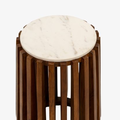 Verla Marble Side Table, White Marble