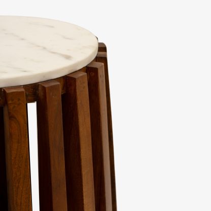 Verla Marble Side Table, White Marble