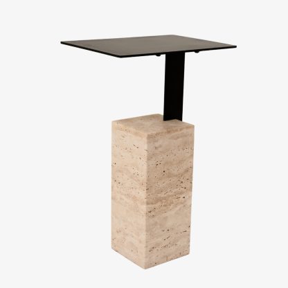 Roma Side Table Natural Marble - Light Travertine