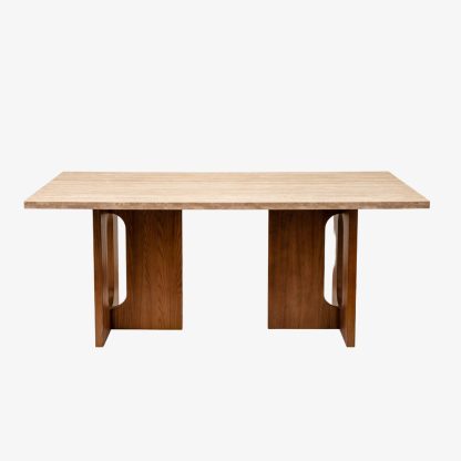 Venus Dining Table Marble - Light Travertin & Wood