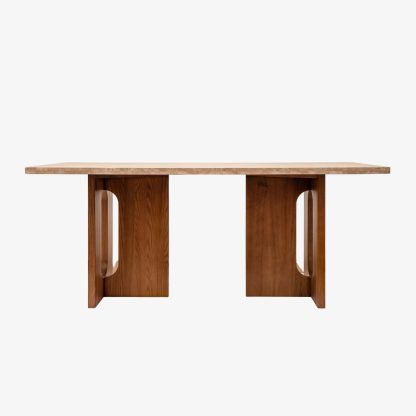 Venus Dining Table Marble - Light Travertin & Wood