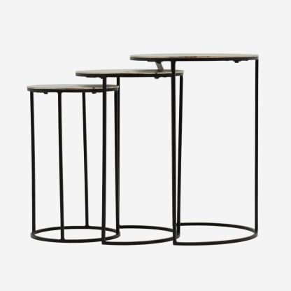 Sona Nest Side Table set of 3 , Antigue Silver