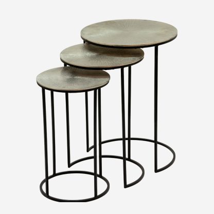 Sona Nest Side Table set of 3 , Antigue Silver