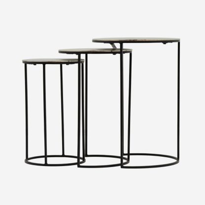 Sona Nest Side Table set of 3 , Antigue Silver