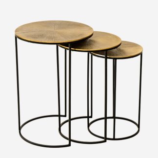 Sona Nest Side Table set of 3 , Antigue Gold