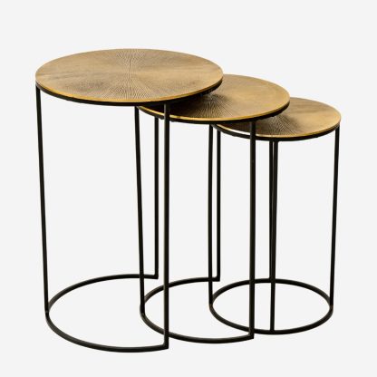 Sona Nest Side Table set of 3 , Antigue Gold