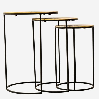 Sona Nest Side Table set of 3 , Antigue Gold