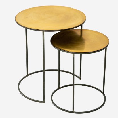 Masha Round Nest Side Tables Set of 2, Brass