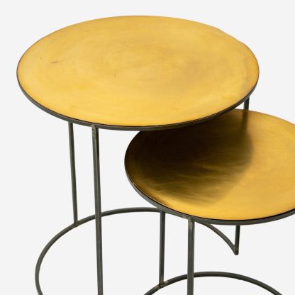 Masha Round Nest Side Tables Set of 2, Brass