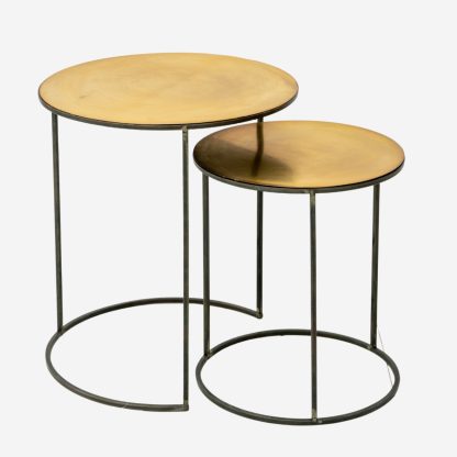 Masha Round Nest Side Tables Set of 2, Brass