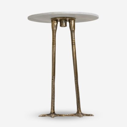 Flamingo Marble Side Table Large, White & Gold