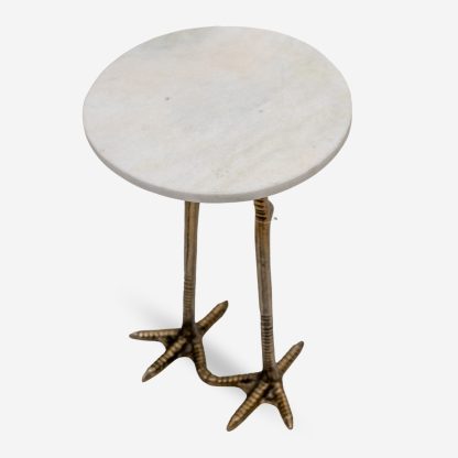 Flamingo Marble Side Table Large, White & Gold