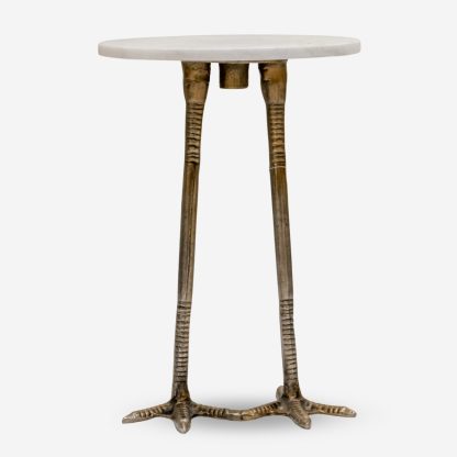 Flamingo Marble Side Table Large, White & Gold