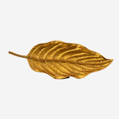 Brushed Metal Leaf Plate Large, Gold