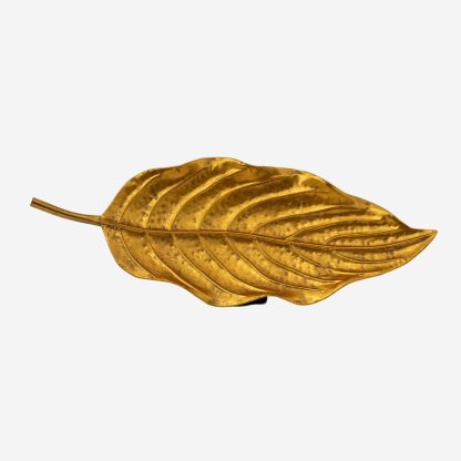 Brushed Metal Leaf Plate Large, Gold