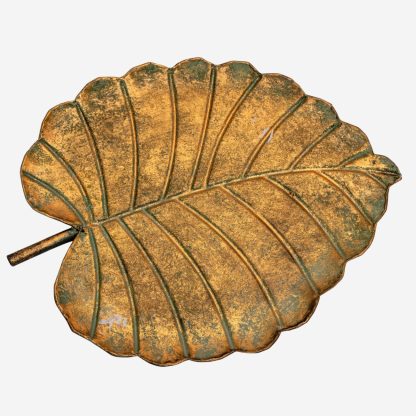 Brushed Metal Leaf Plate Medium, Copper